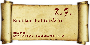 Kreiter Felicián névjegykártya